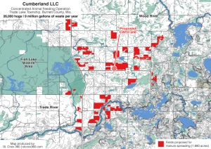 Detail Map of Manure Spreading from Cumberland LLC Permit